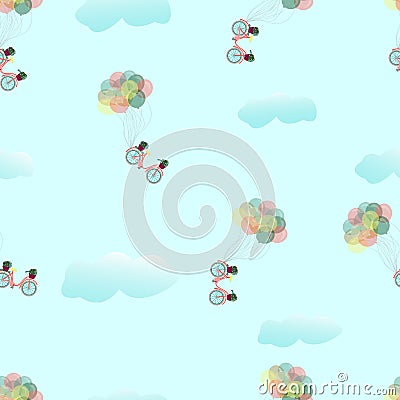 Patten. Bike flying in the clouds. Stock Photo